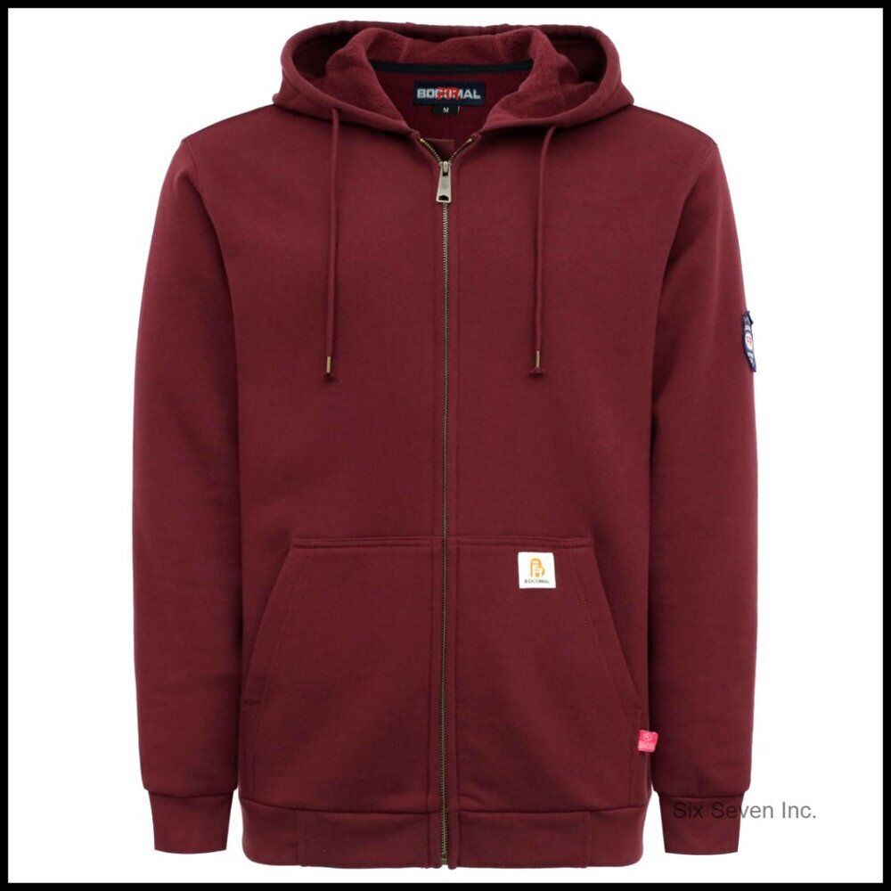 Flame Resistant Hooded Sweatshirt Zipper Front Cotton Fleece Workwear Active